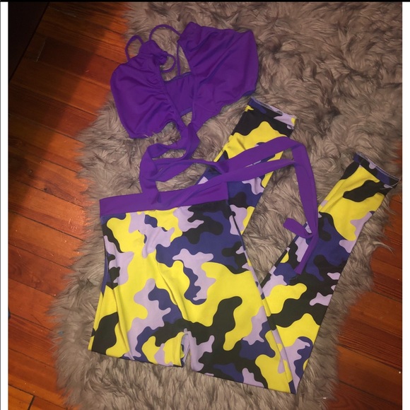 Purple army fatigue design two piece body suite - Picture 4 of 4